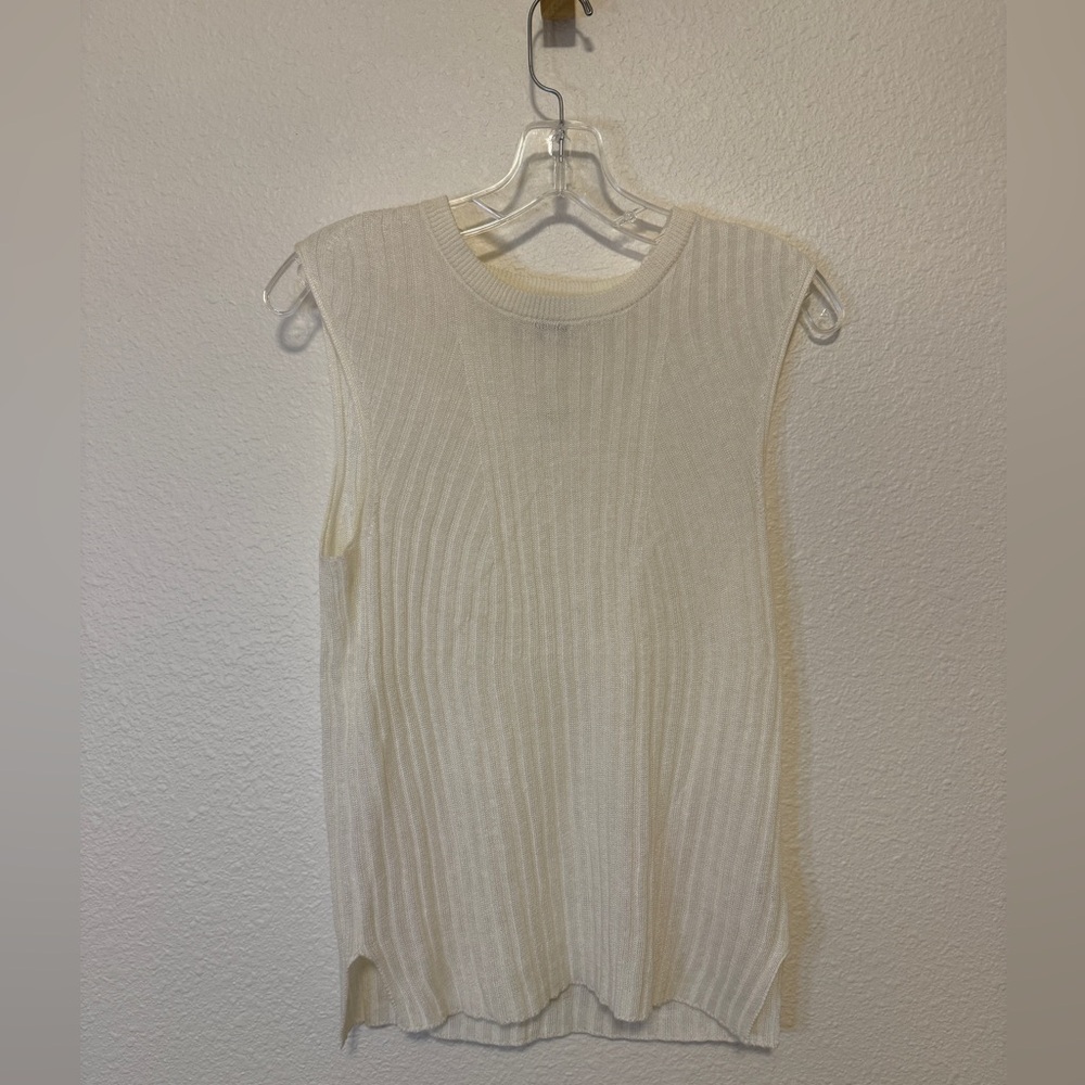 Theory White Ribbed Tank Top M